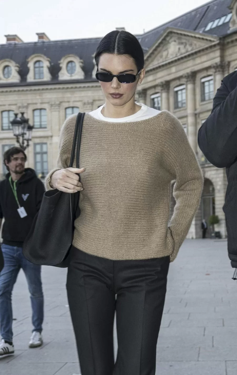 The Row Marlo bag with neutral outfit