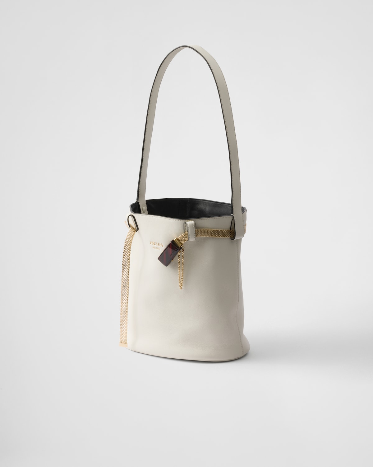 Prada Buckle leather bucket bag with jeweled belt product detail