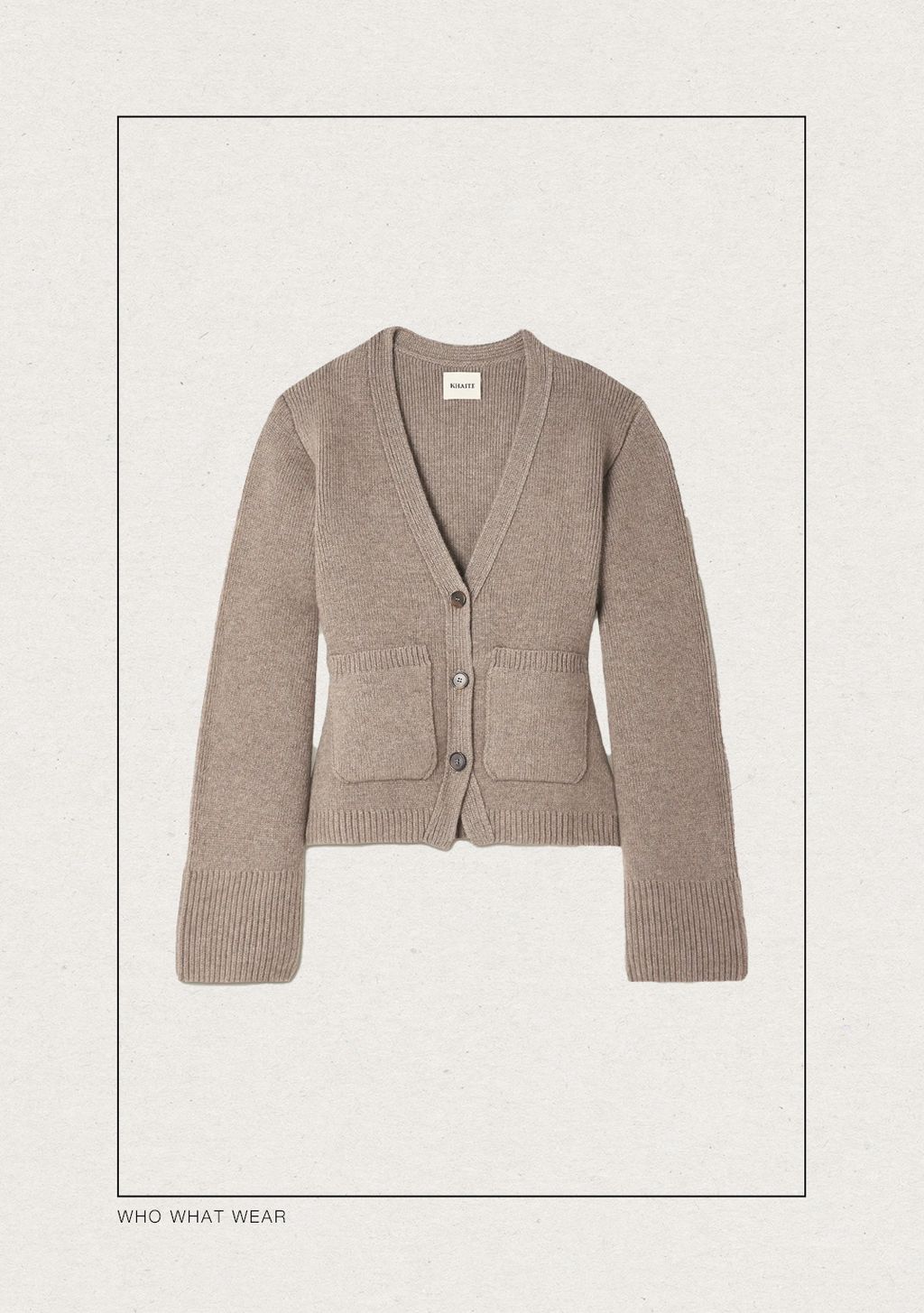 Khaite cardigan detail and scale reference