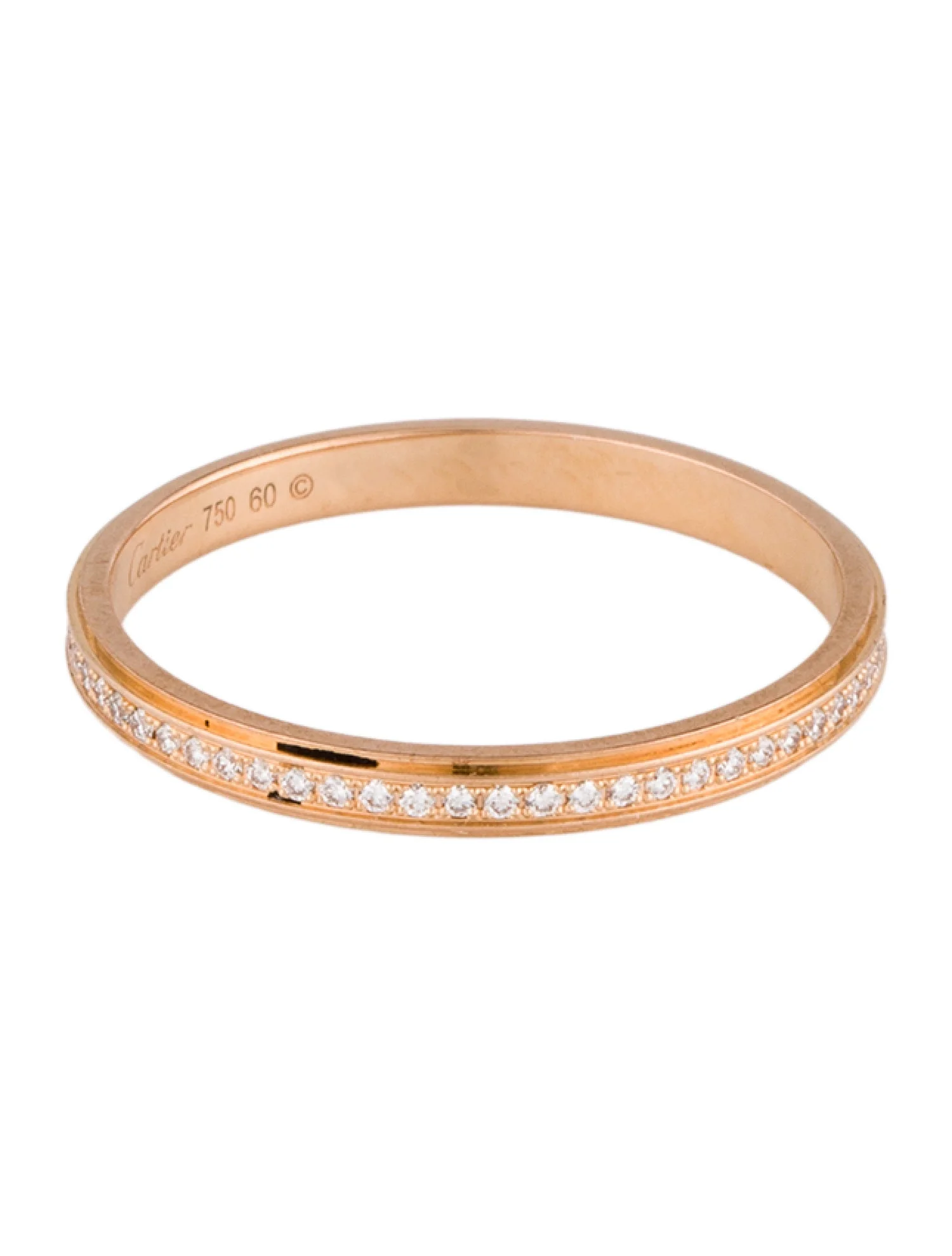 Second real-life photo of Cartier d’Amour pavé wedding ring in rose gold