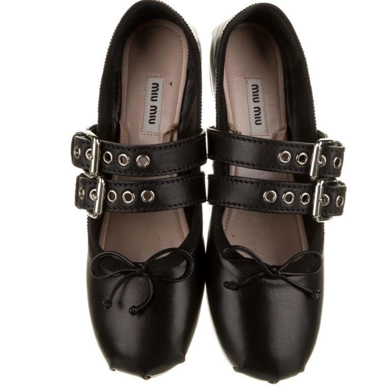 Miu Miu ballet flats detail and scale reference