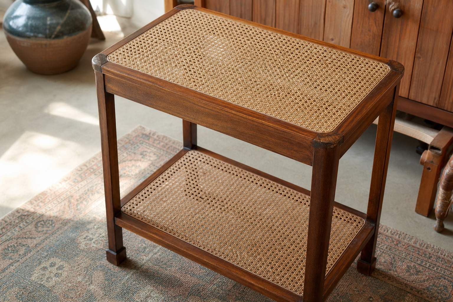 Mended Cane Side Table