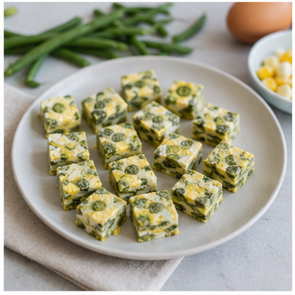 Green-Bean and Egg Dog Snack Squares