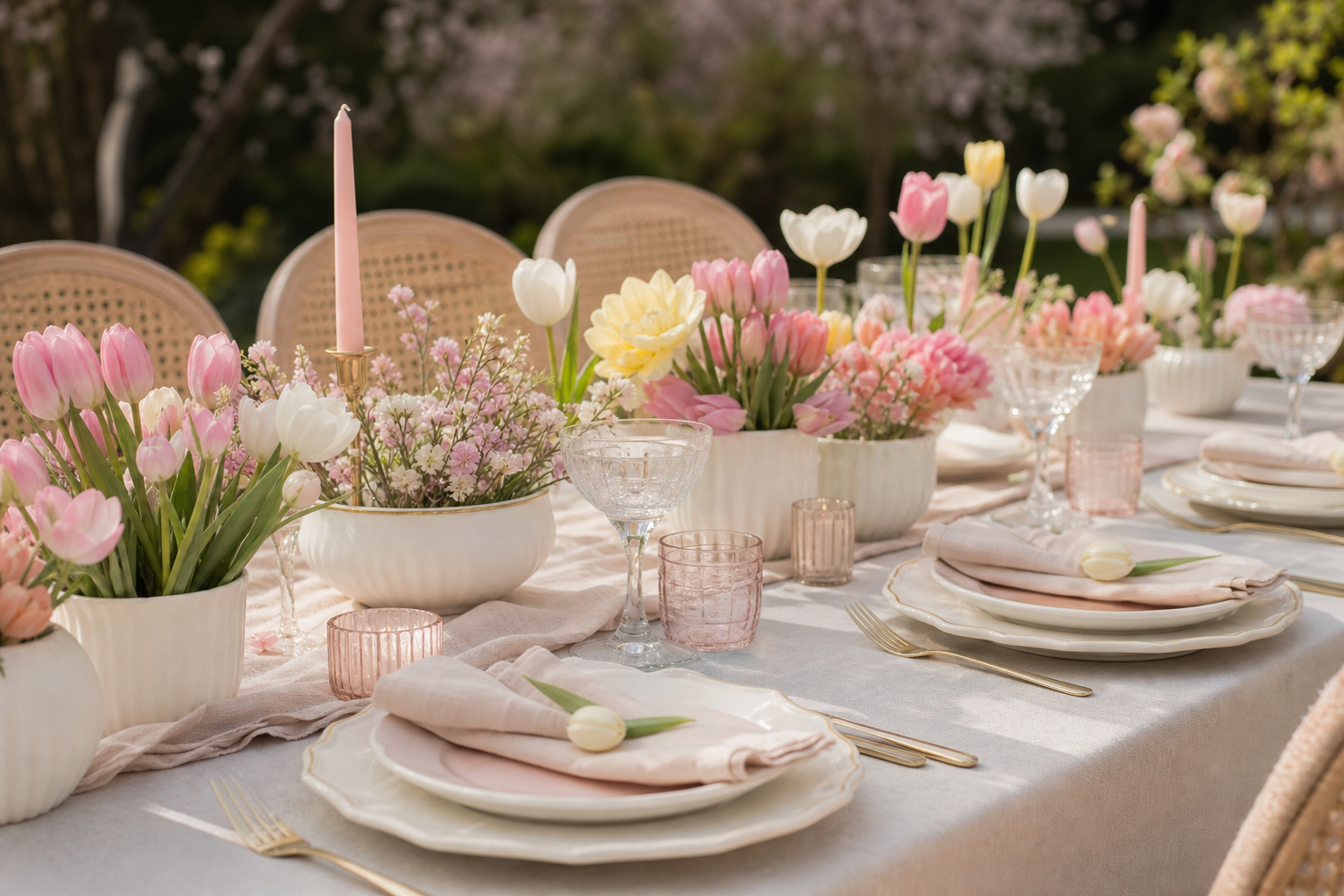 Spring Garden in Soft Pastels