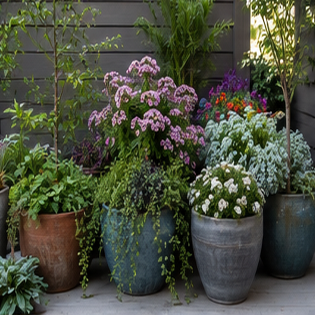 Group Containers Into a Small Garden Composition
